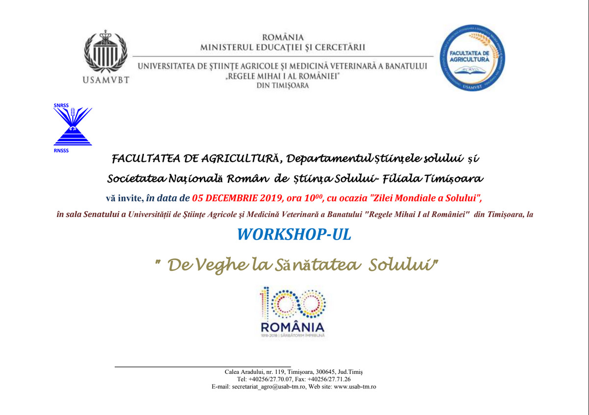 Worksop De Veghe La Sanatatea Solului Facultatea De Agricultura